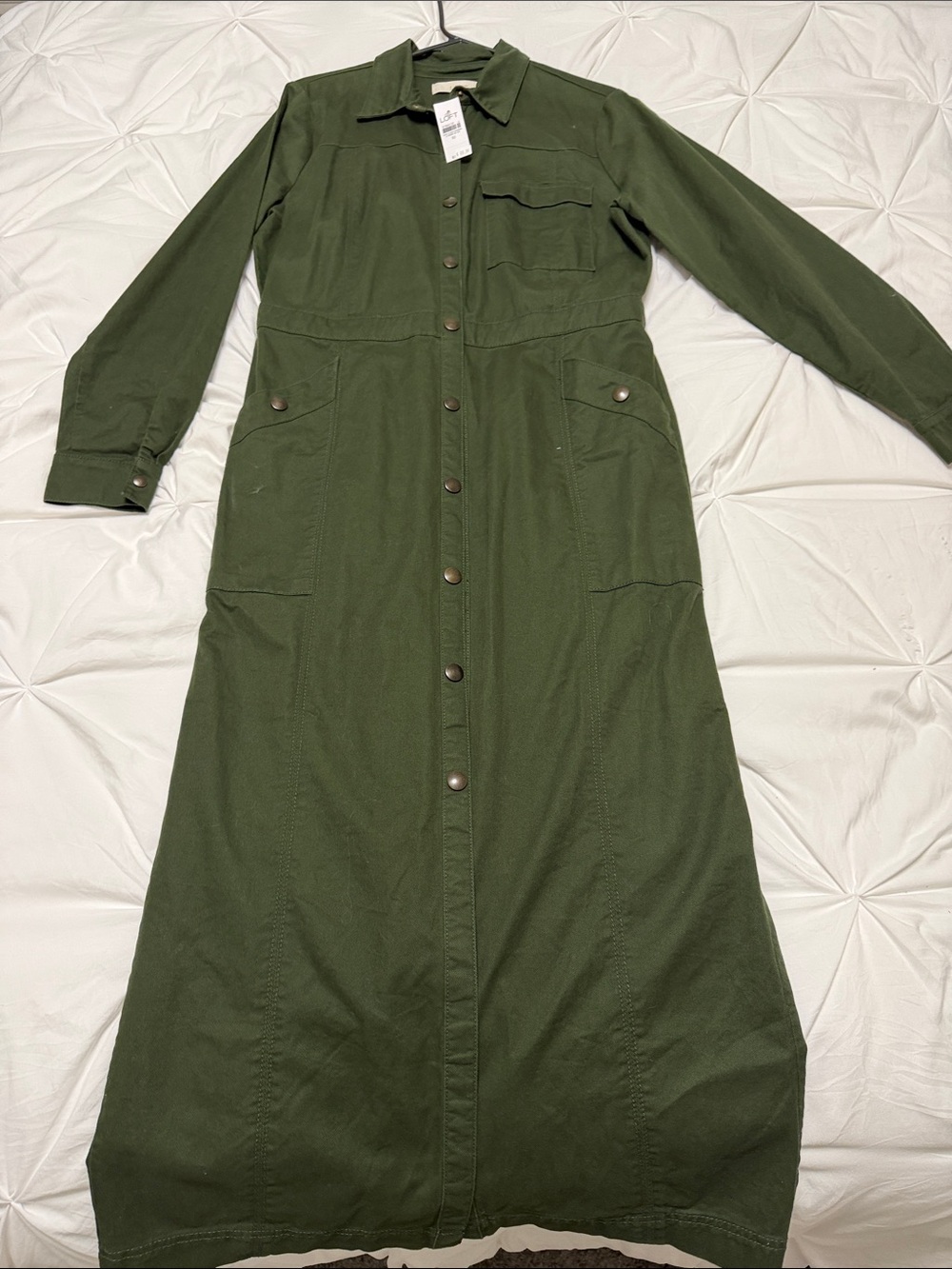 LOFT Olive Utility Maxi Dress